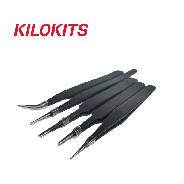 Anti-Static Stainless Steel Tweezers 5-Pack #2008