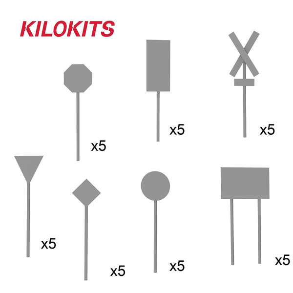 1:72 Road Traffic Signs Sets Model Kits #7018B